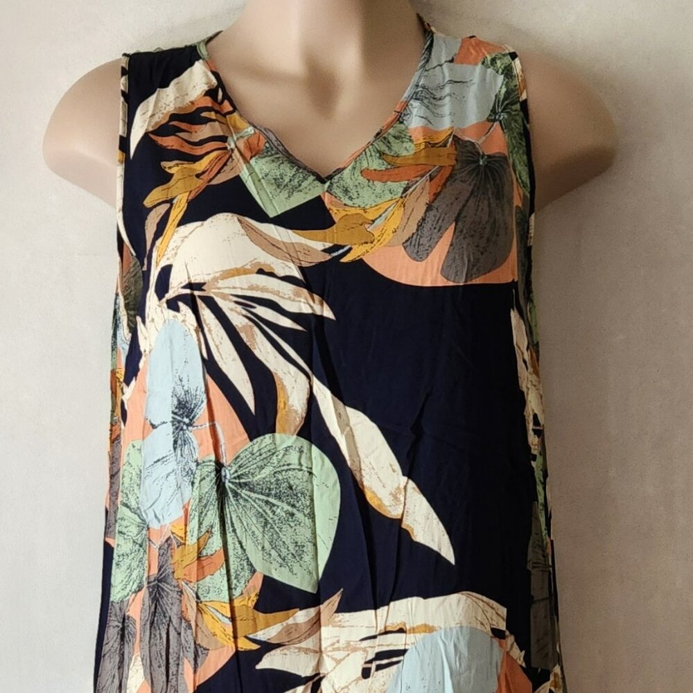 Emery Rose maxi dress sz 2X black tropical print EUC - Picture 1 of 3